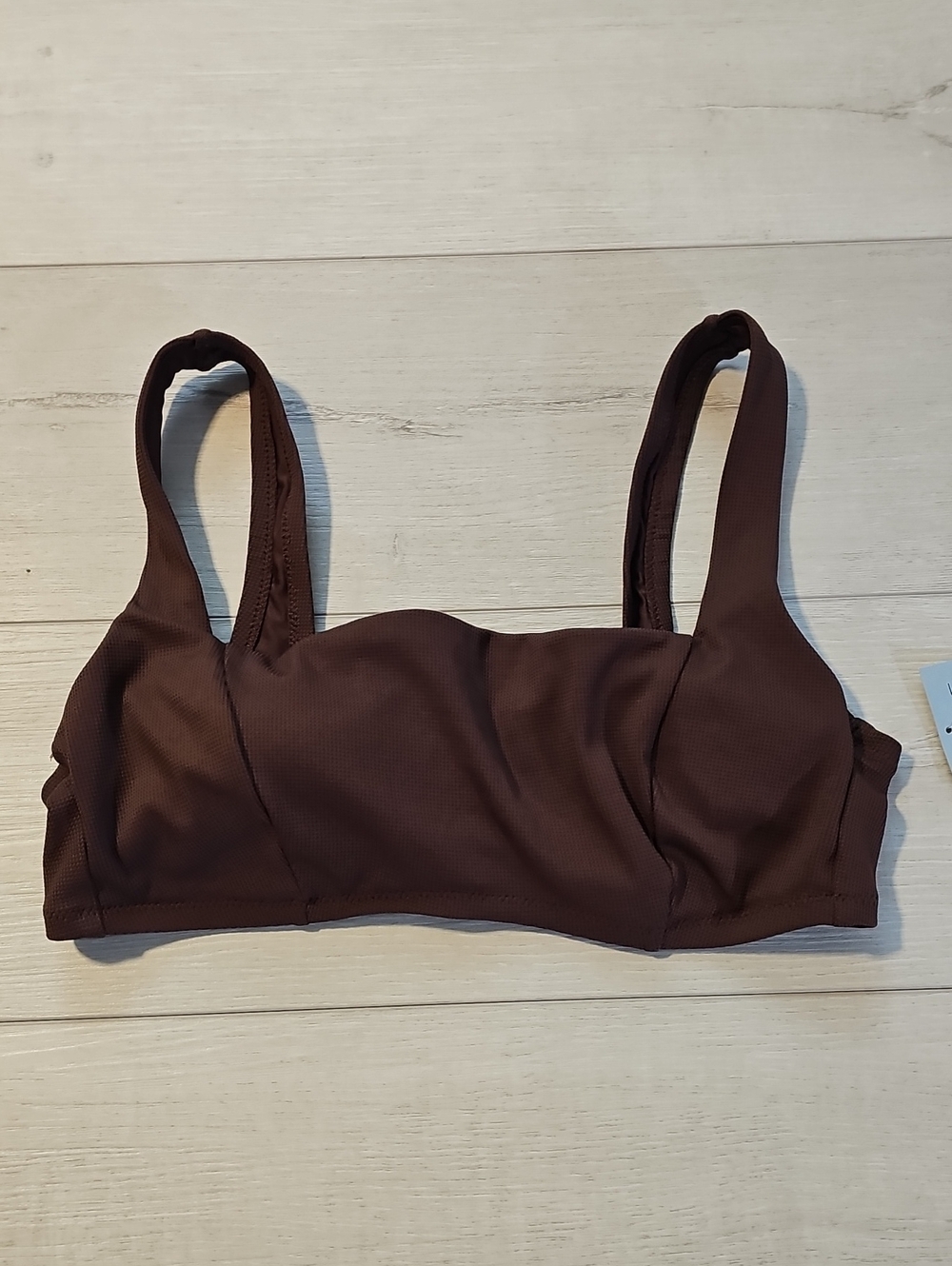 Shade & Shore Women's L Basketweave Chocolate Brown Bralette Style Bikini Top
